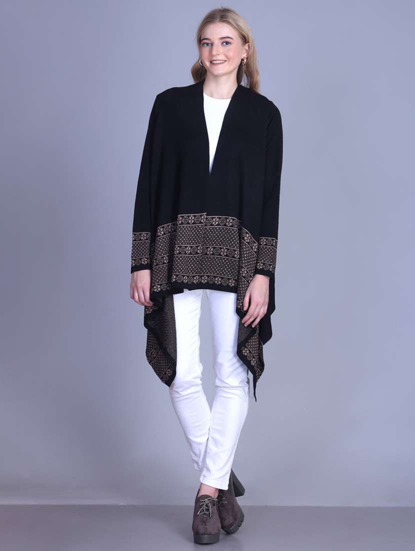 Women Self Designed Long Sleeve Asymmetric Shrug - 22142414 -  Standard Image - 6
