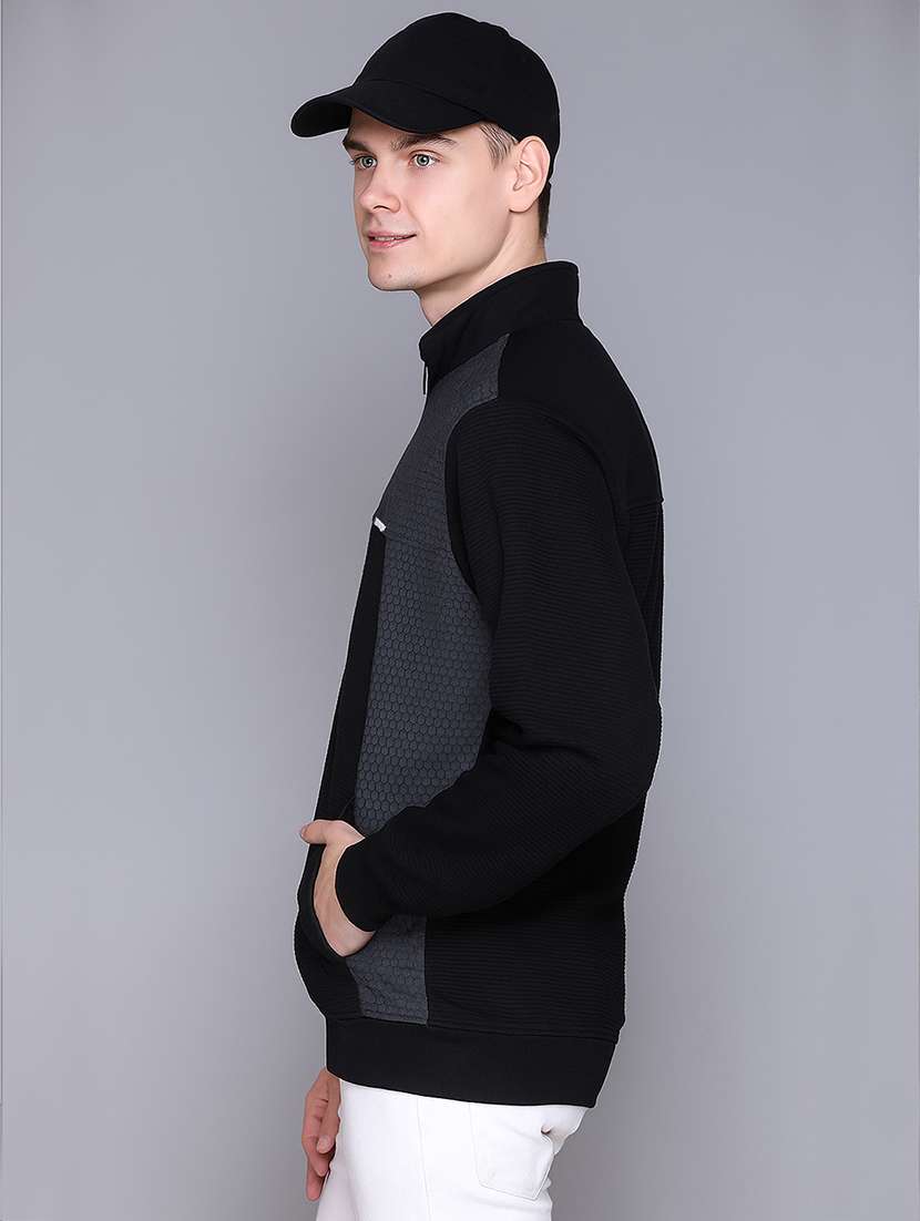 men color block long sleeve regular fit casual jacket - 22142424 - Standard Image - 1