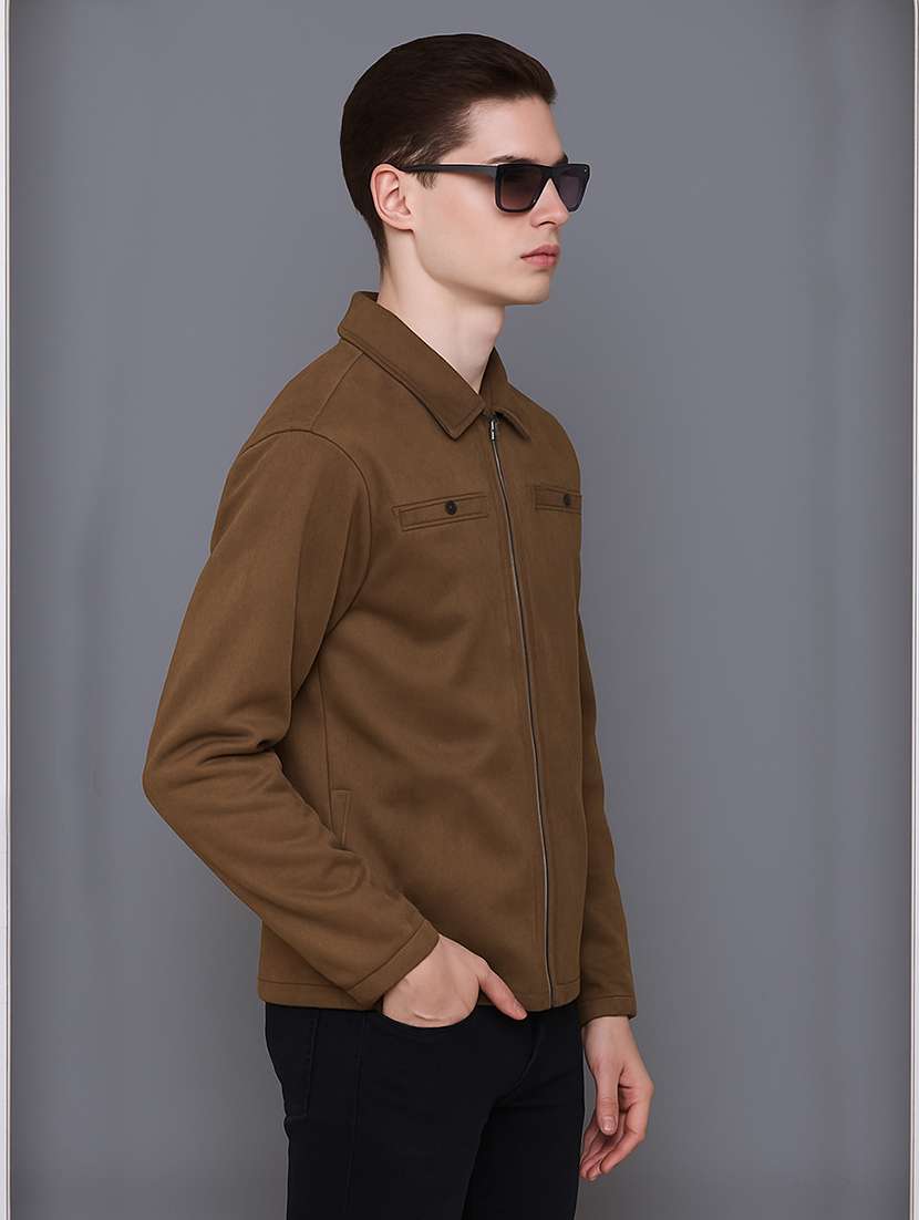 men solid long sleeve regular fit casual jacket - 22142430 - Standard Image - 1