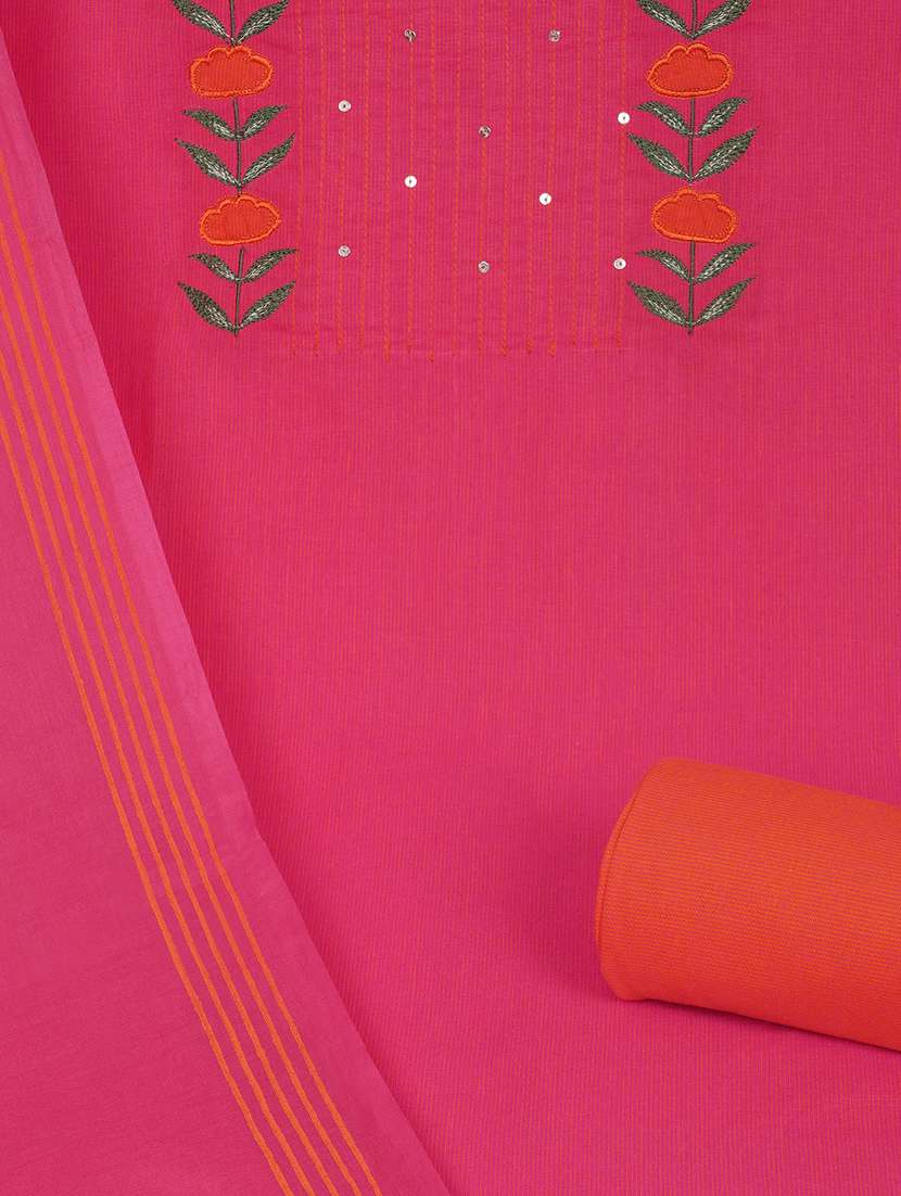women solid with work unstitched suit set - 22142477 - Standard Image - 4