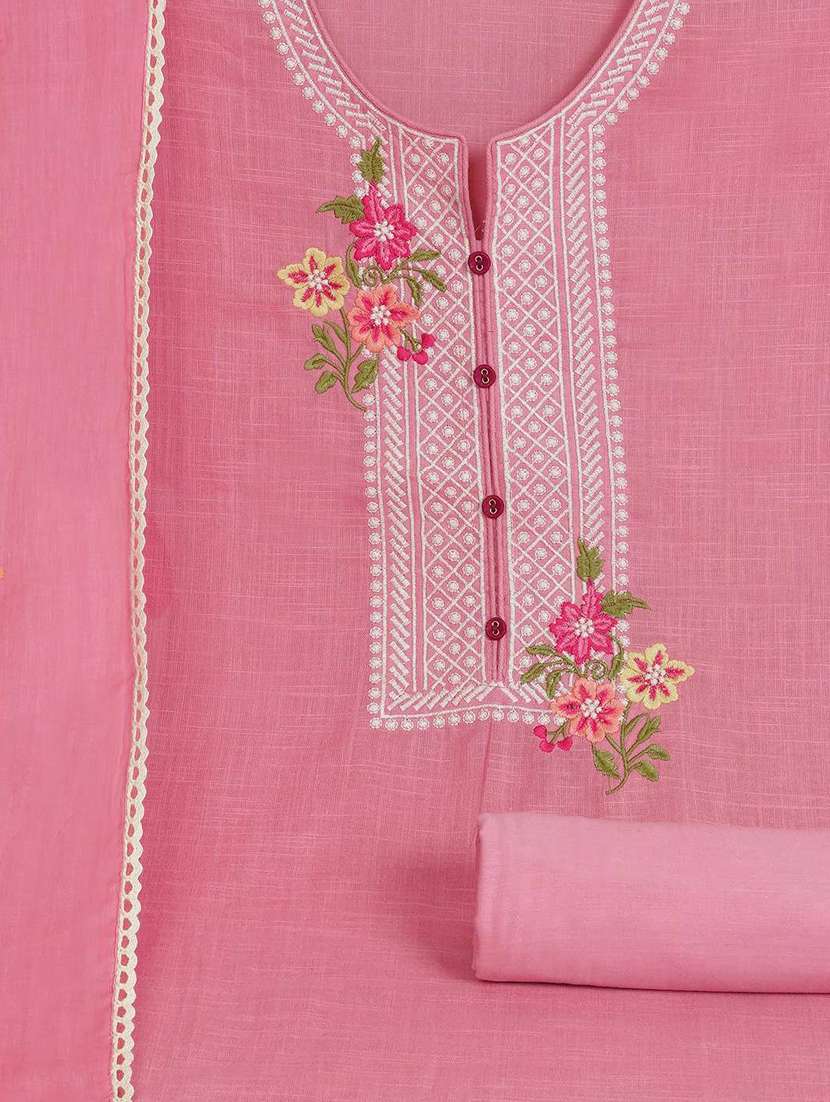 women solid with work unstitched suit set - 22142483 - Standard Image - 1
