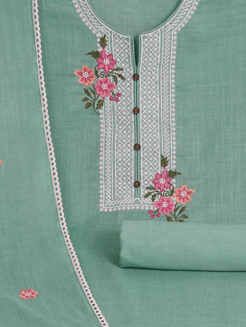 women solid with work unstitched suit set - 22142484 -  Standard Image - 4