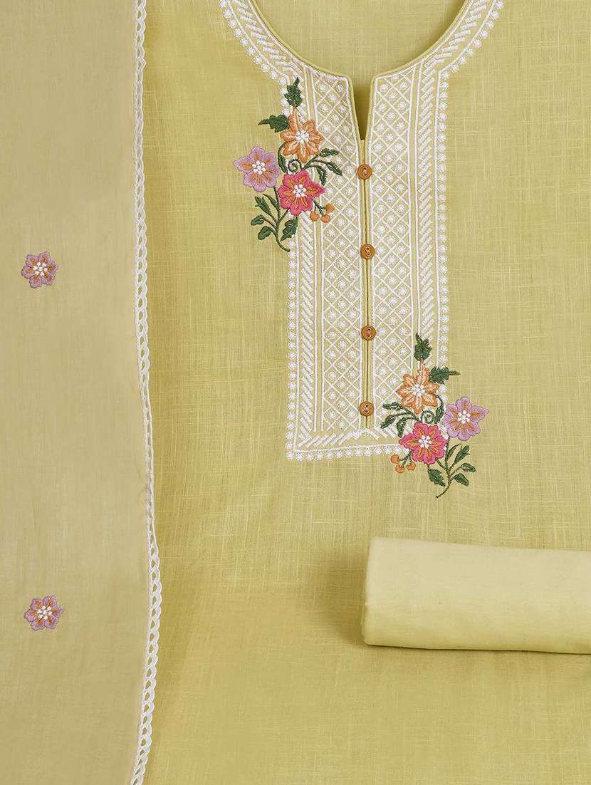 women solid with work unstitched suit set - 22142485 - Standard Image - 1