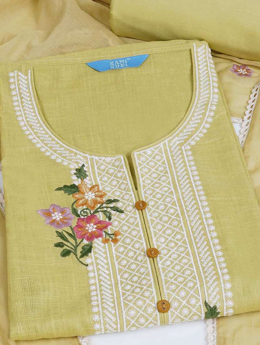women solid with work unstitched suit set - 22142485 - Standard Image - 4