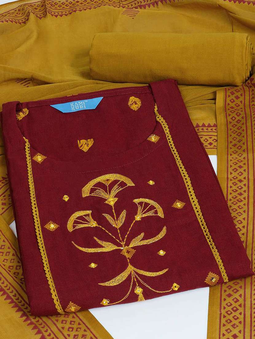 women self design embroidered unstitched suit set - 22142488 -  Standard Image - 1