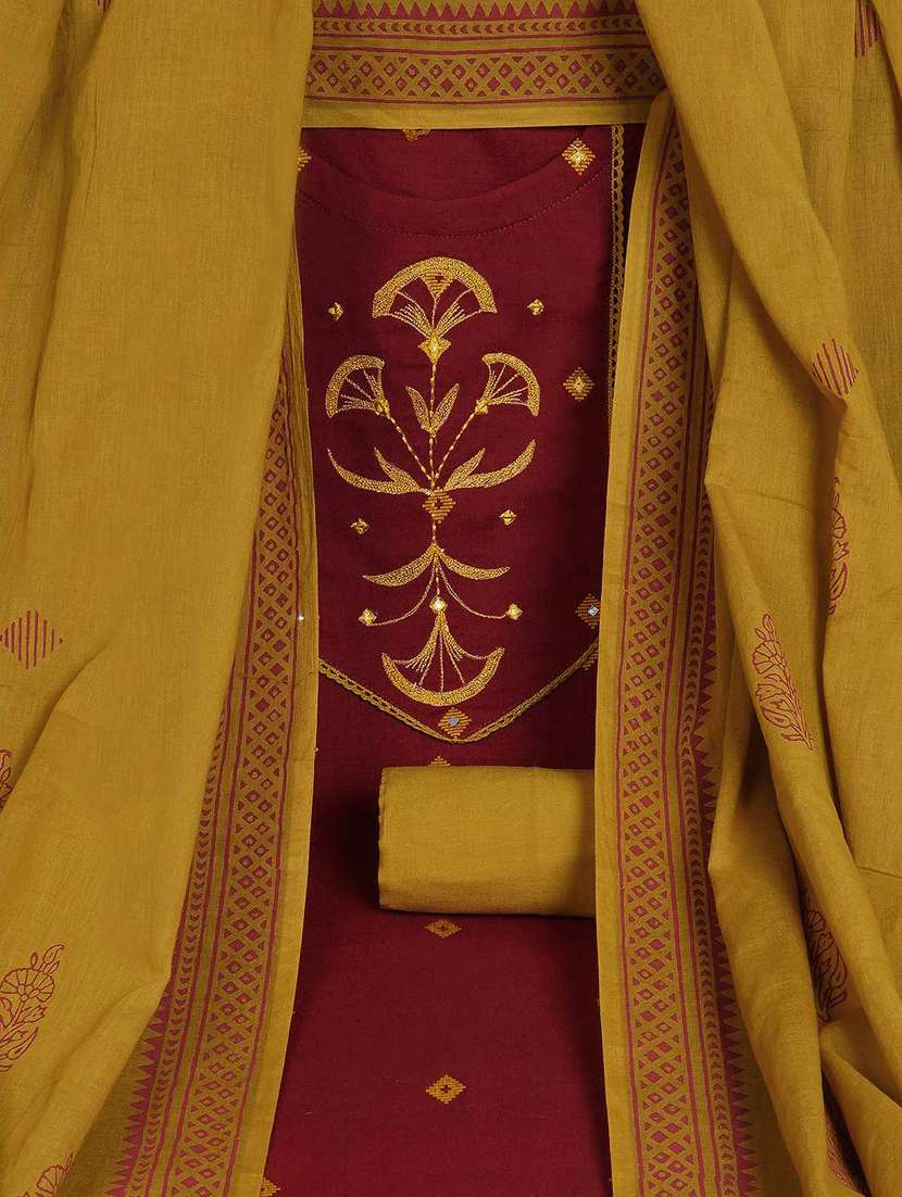 women self design embroidered unstitched suit set - 22142488 -  Standard Image - 4