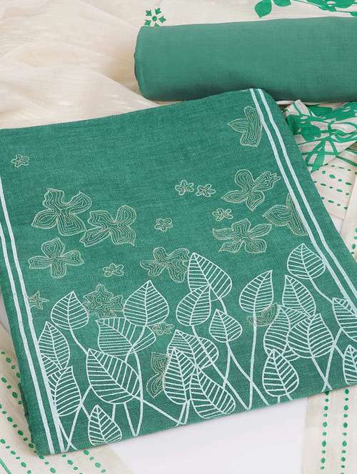 women solid with work embroidered unstitched suit set - 22142490 - Standard Image - 0
