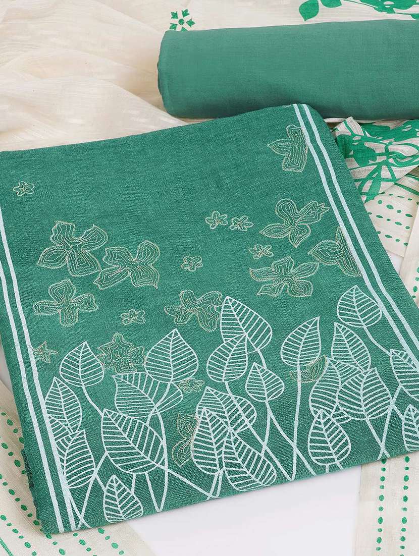 women solid with work embroidered unstitched suit set - 22142490 - Zoom Image - 0