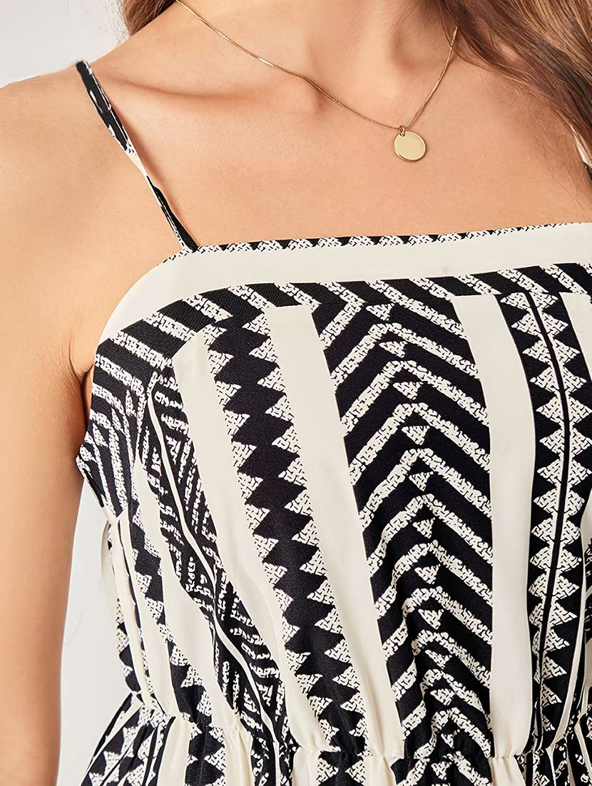 women printed shoulder strap tiered dress - 22142583 -  Standard Image - 4