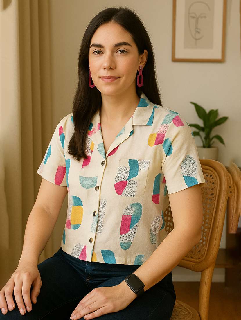 women printed collared short sleeve regular fit shirt - 22142591 -  Standard Image - 1