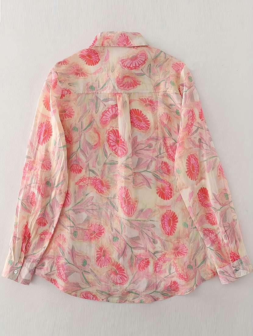 women printed collared long sleeve regular fit shirt - 22142593 -  Standard Image - 1