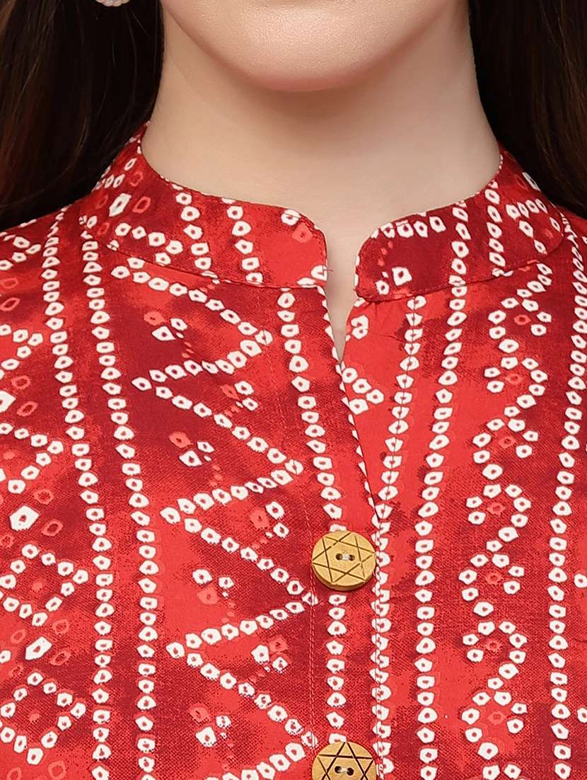 women bandhani print three quarter sleeve top - 22142596 -  Standard Image - 4