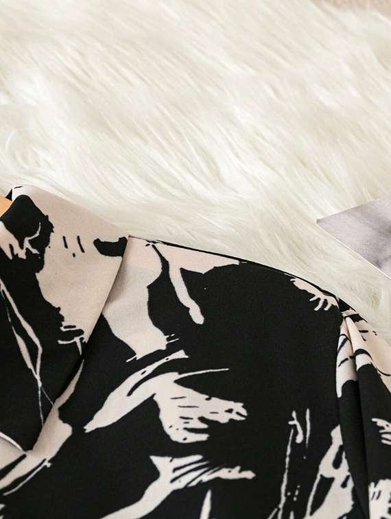 women printed collared bell sleeve shirt dress - 22142614 -  Standard Image - 4