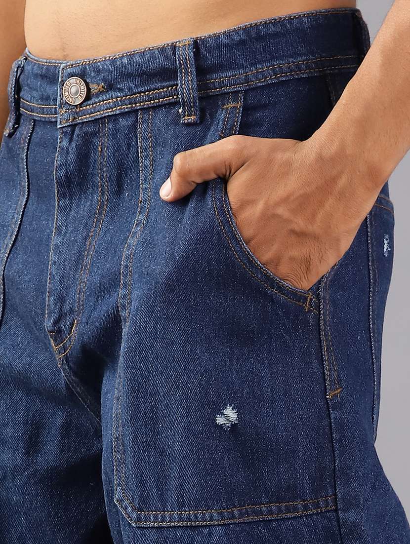 men washed mid rise full length baggy jeans - 22142628 -  Standard Image - 4