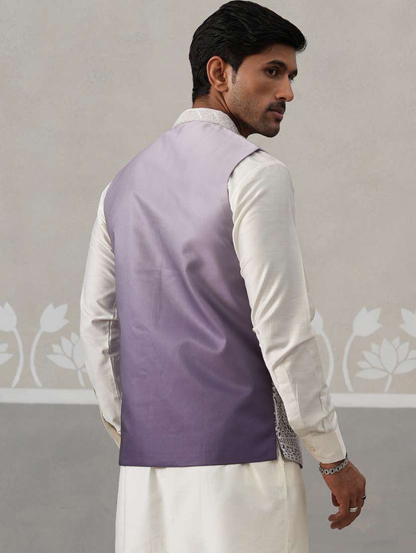 men embroidered mandarin neck nehru jacket - 22142632 -  Standard Image - 4