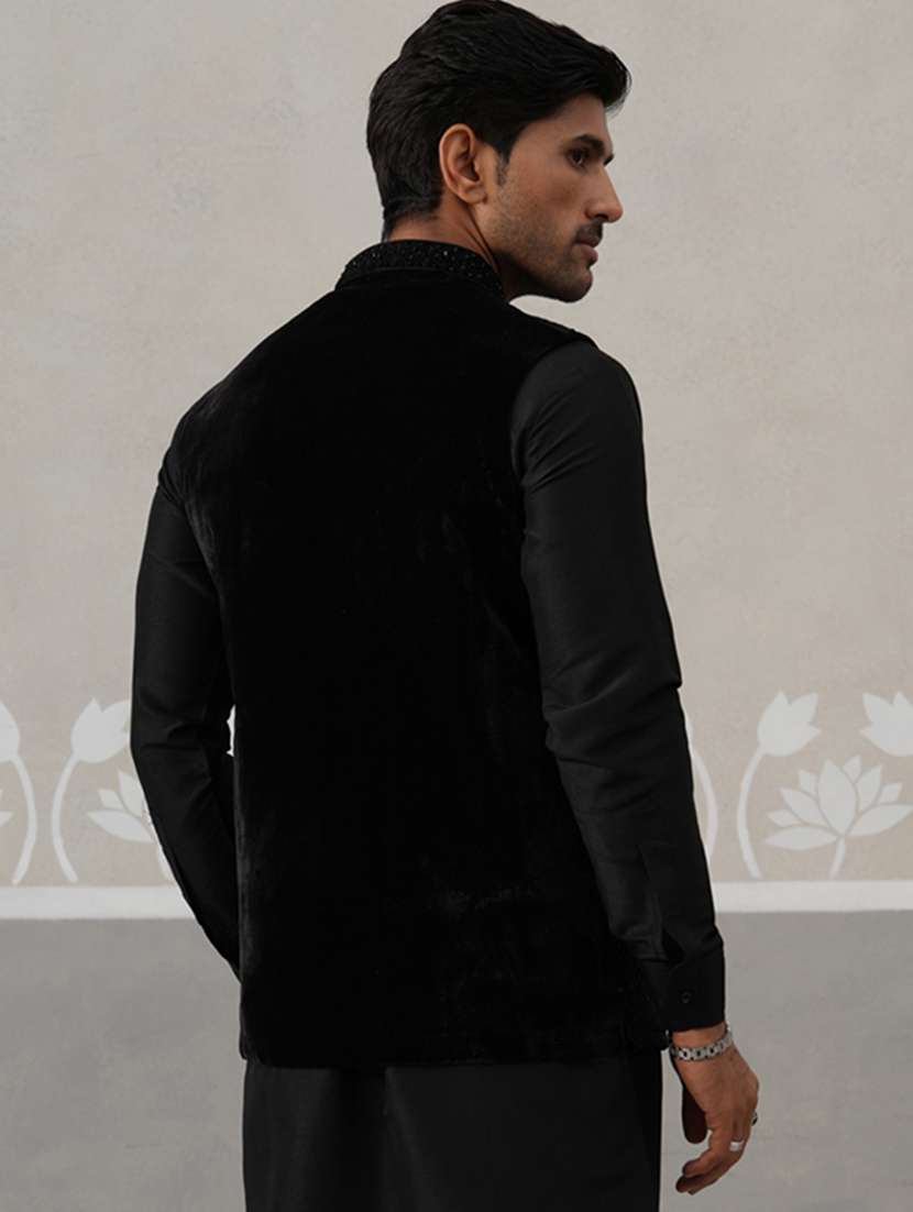 men embroidered mandarin neck nehru jacket - 22142636 -  Standard Image - 4