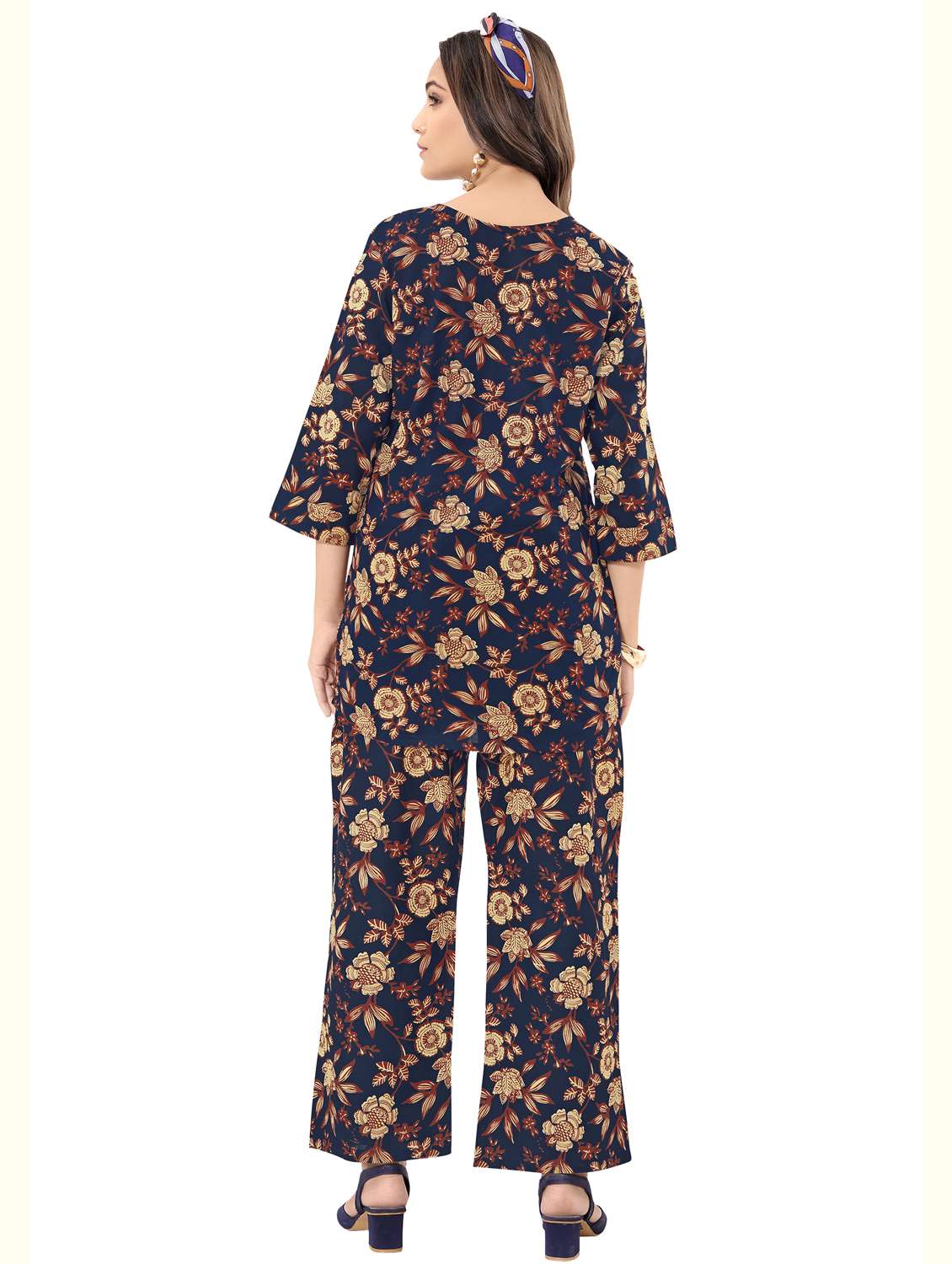 women floral three quarter sleeve ethnic co-ord set - 22142637 - Standard Image - 1