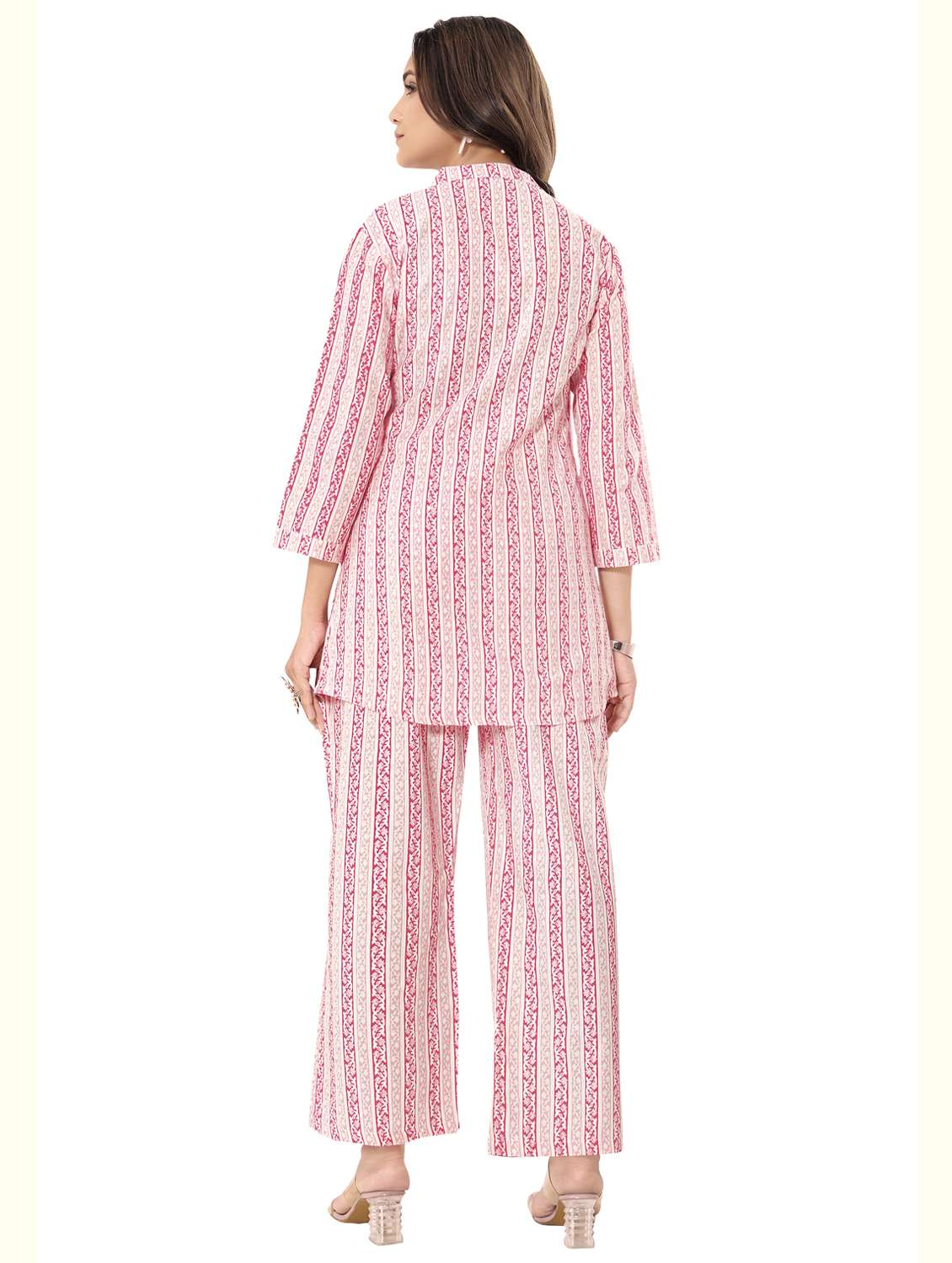 women printed three quarter sleeve ethnic co-ord set - 22142642 -  Standard Image - 1