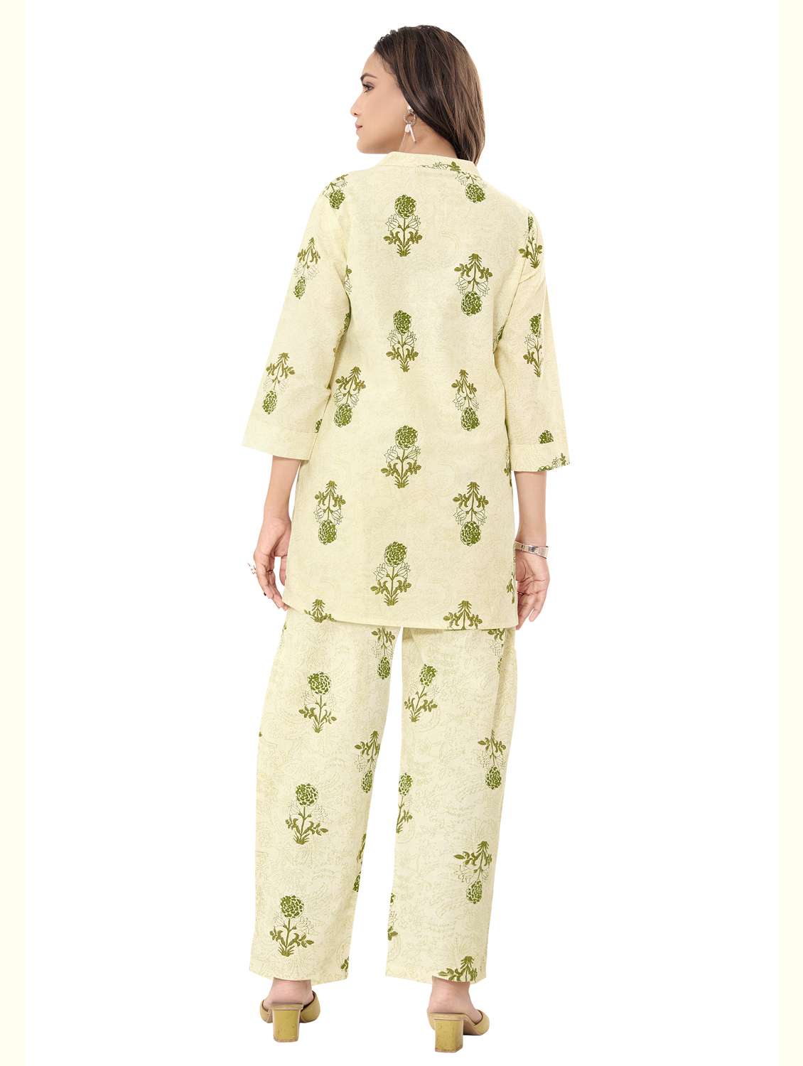 women floral three quarter sleeve ethnic co-ord set - 22142645 -  Standard Image - 1