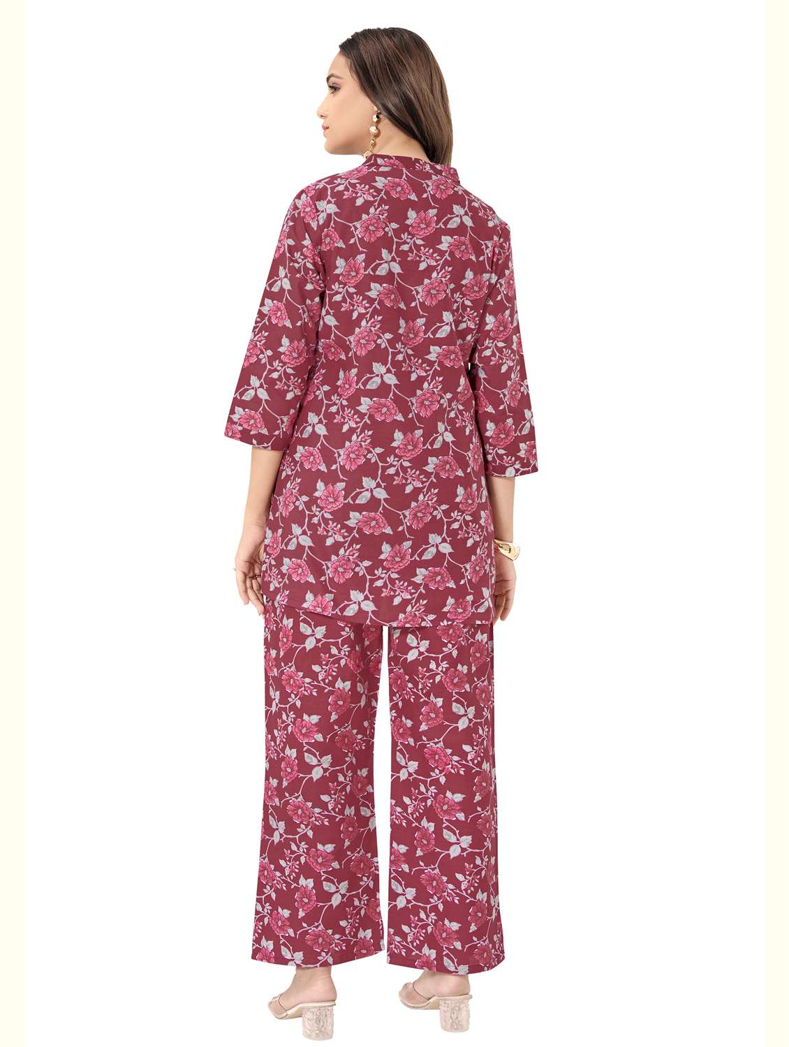 women floral three quarter sleeve ethnic co-ord set - 22142646 -  Standard Image - 1