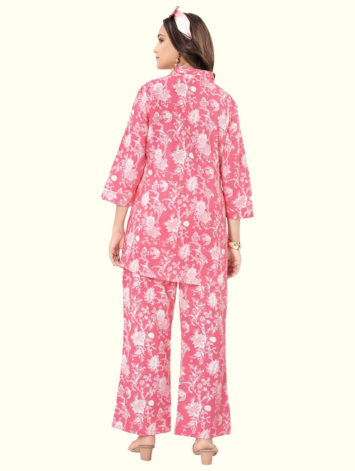 women floral three quarter sleeve ethnic co-ord set - 22142655 -  Standard Image - 1