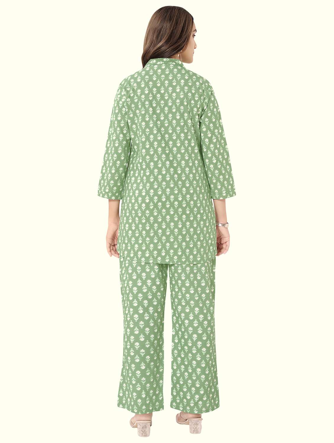 women floral three quarter sleeve ethnic co-ord set - 22142656 -  Standard Image - 1