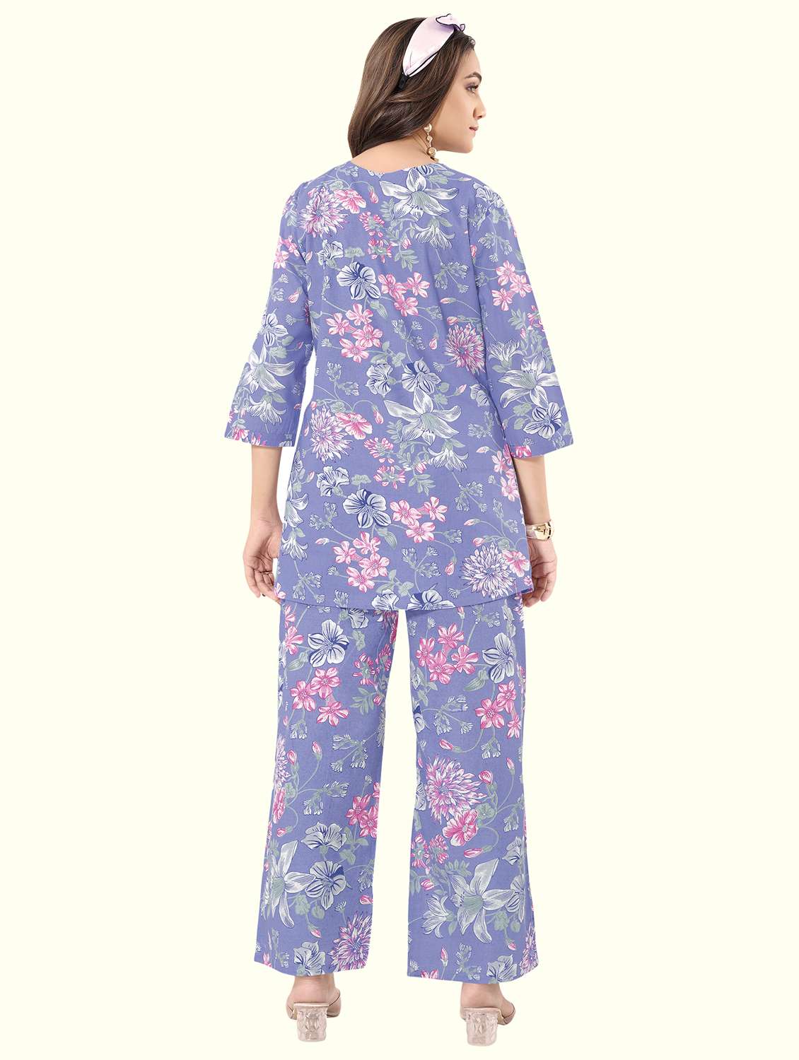 women floral three quarter sleeve ethnic co-ord set - 22142657 -  Standard Image - 1