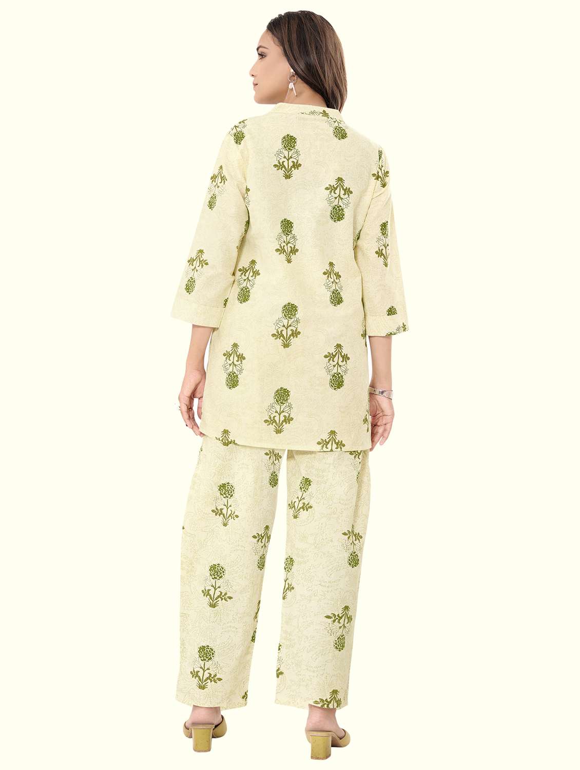 women floral three quarter sleeve ethnic co-ord set - 22142662 -  Standard Image - 1