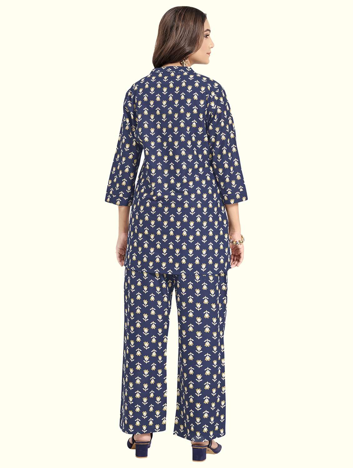 women floral three quarter sleeve ethnic co-ord set - 22142665 -  Standard Image - 1