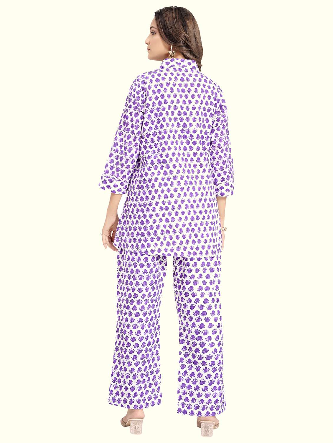 women floral three quarter sleeve ethnic co-ord set - 22142667 -  Standard Image - 1