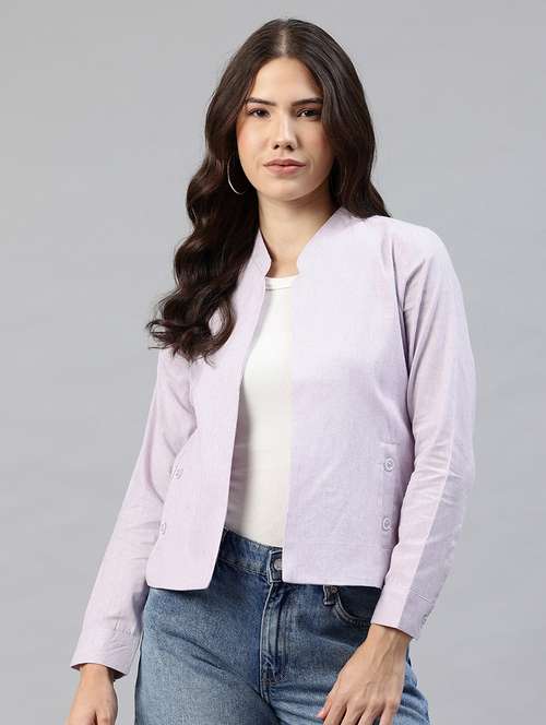 women solid long sleeve jacket - 22142670 - Standard Image - 0