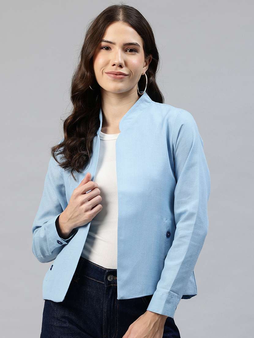 women solid long sleeve jacket