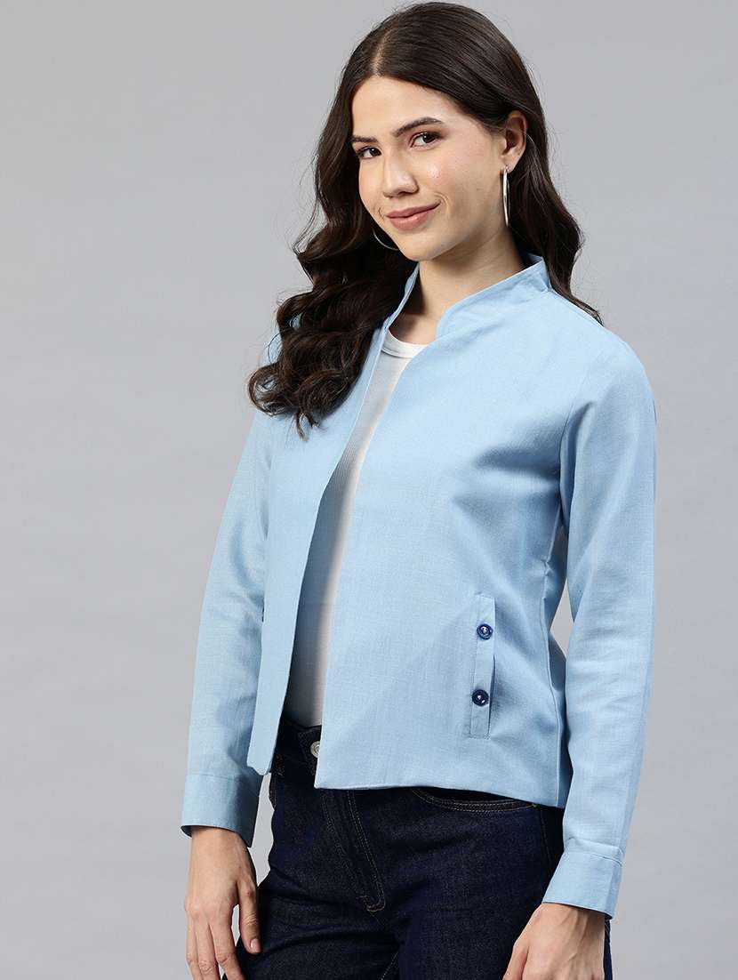 women solid long sleeve jacket - 22142671 -  Standard Image - 1