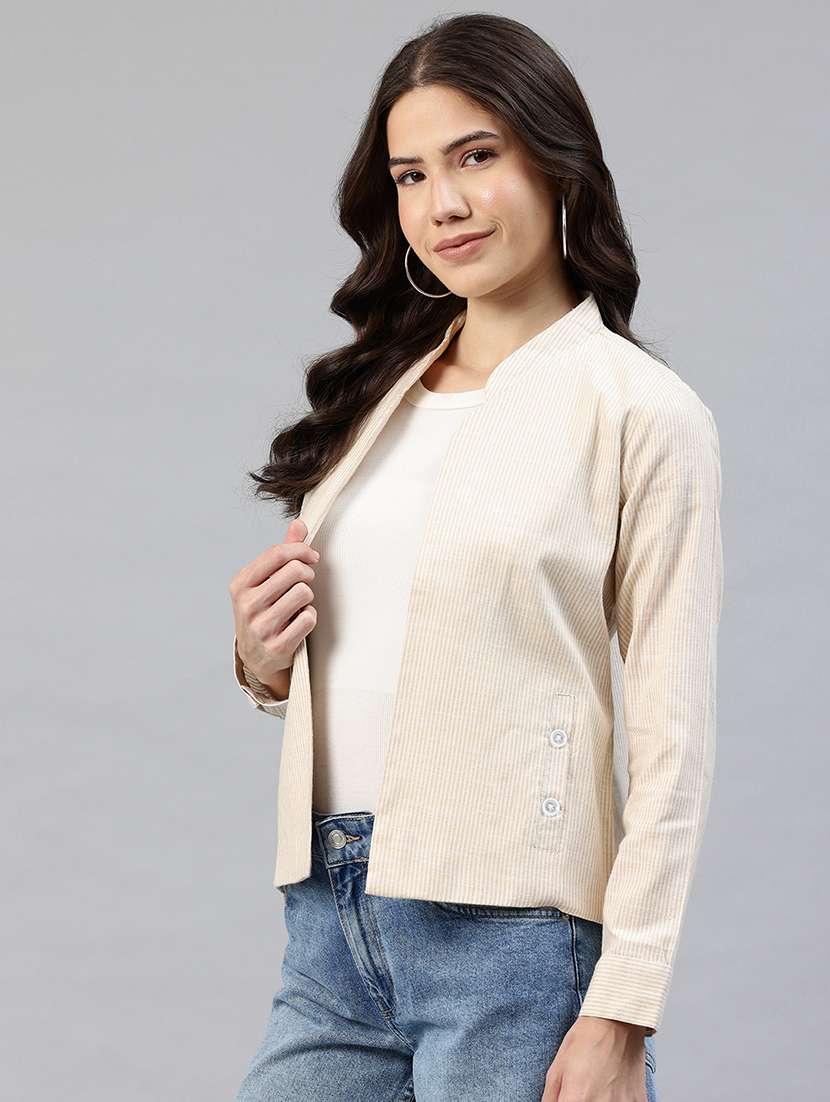 women striped long sleeve jacket - 22142672 -  Standard Image - 1