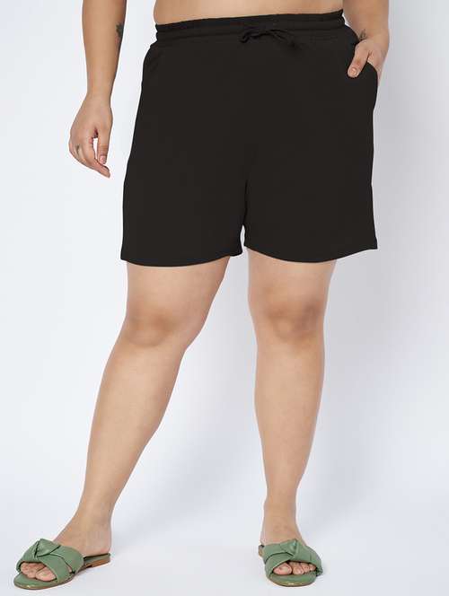 women plus size solid mid rise shorts - 22142675 - Standard Image - 0