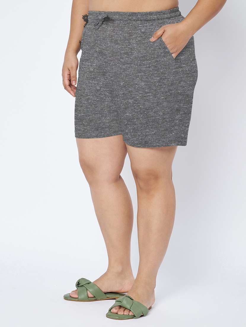 women plus size solid mid rise shorts - 22142677 -  Standard Image - 1