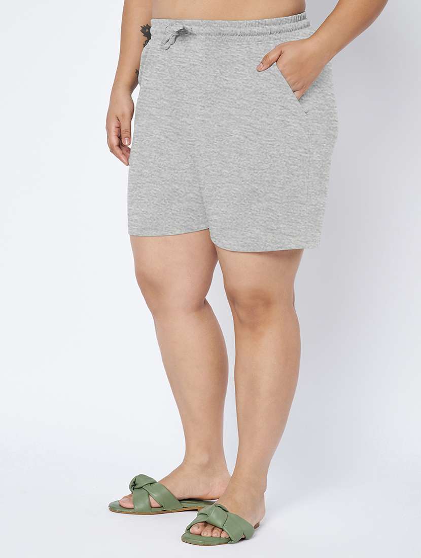 women plus size solid mid rise shorts - 22142678 -  Standard Image - 1