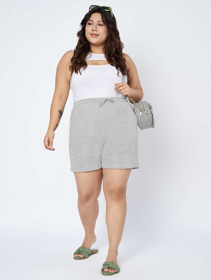 women plus size solid mid rise shorts - 22142678 -  Standard Image - 4