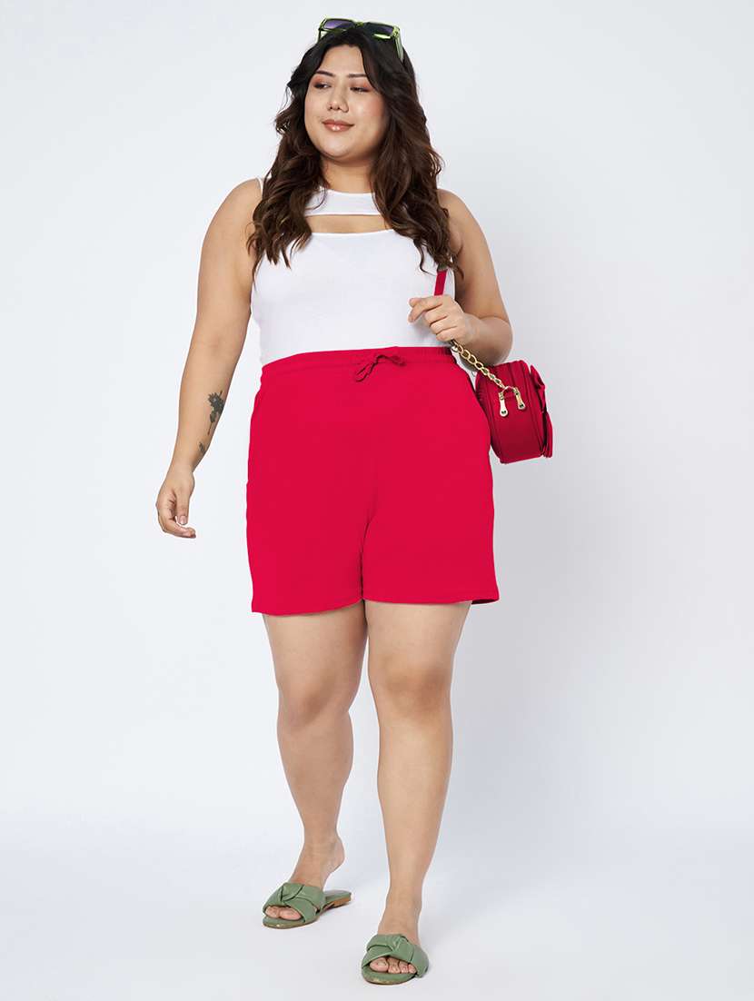 women plus size solid mid rise shorts - 22142680 - Standard Image - 4