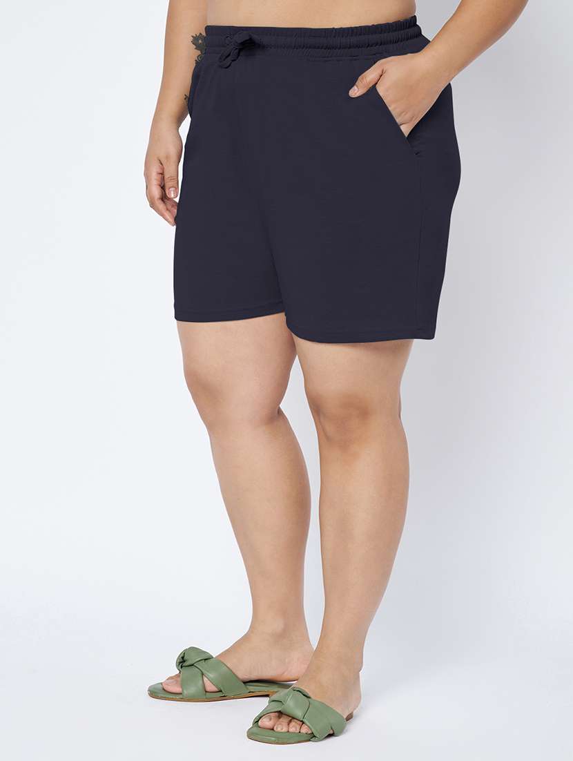 women plus size solid mid rise shorts - 22142681 -  Standard Image - 1