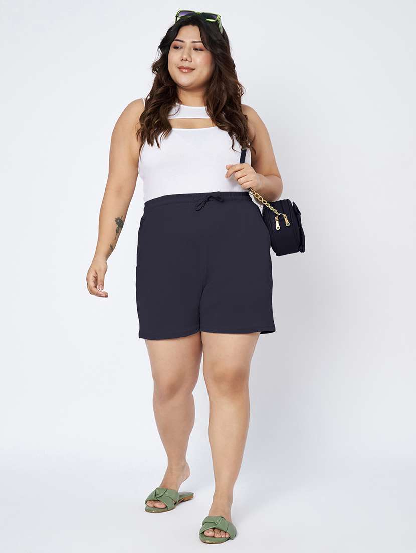 women plus size solid mid rise shorts - 22142681 -  Standard Image - 4