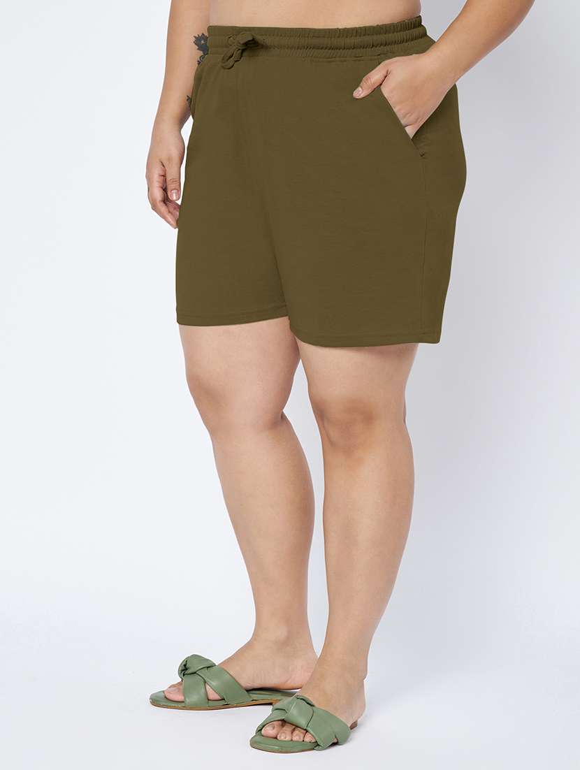 women plus size solid mid rise shorts - 22142682 -  Standard Image - 1