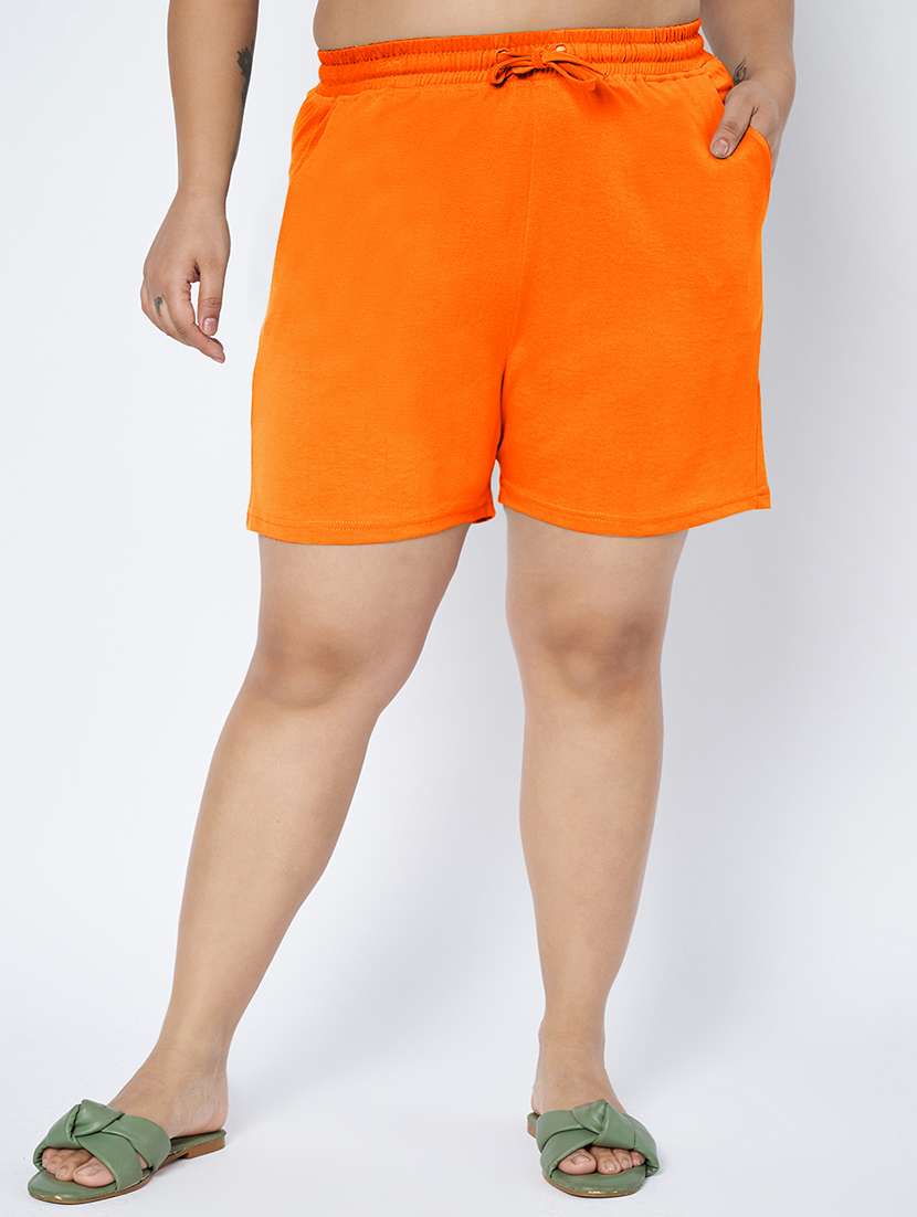 women plus size solid mid rise shorts - 22142683 - Zoom Image - 0