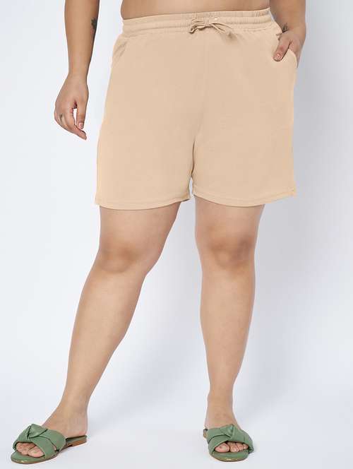 women plus size solid mid rise shorts - 22142684 - Standard Image - 0