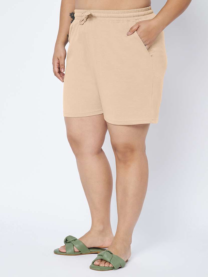 women plus size solid mid rise shorts - 22142684 - Standard Image - 1