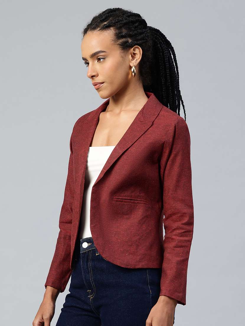 women solid long sleeve single breasted blazer - 22142691 -  Standard Image - 1