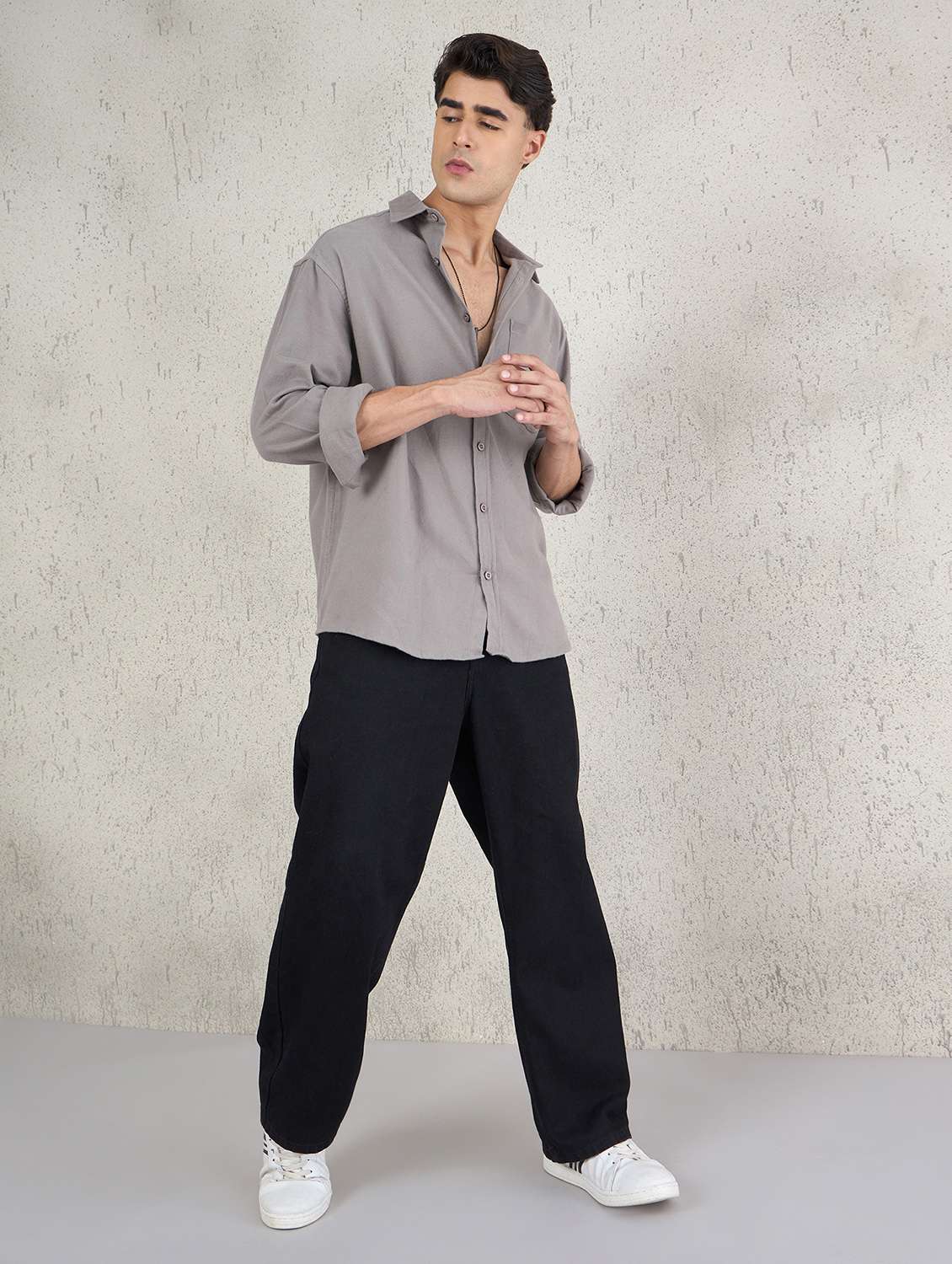 men solid long sleeve oversized casual shirt - 22142716 - Standard Image - 4