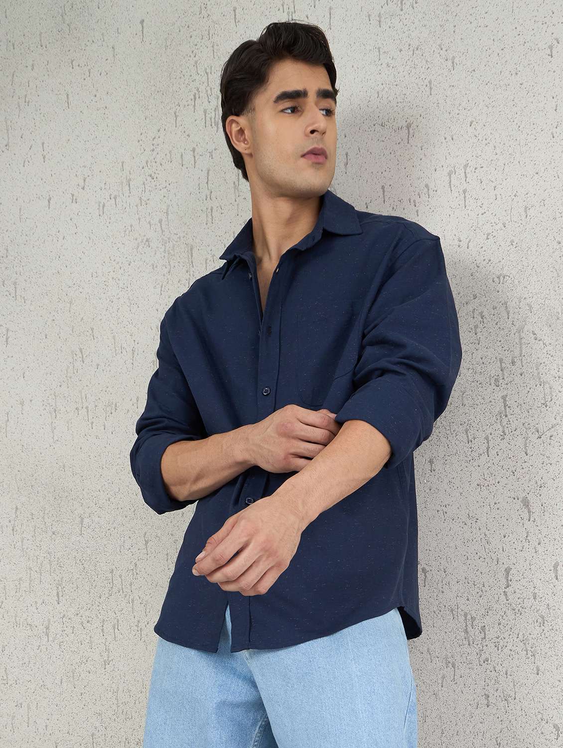 men self design long sleeve oversized casual shirt - 22142717 -  Standard Image - 1