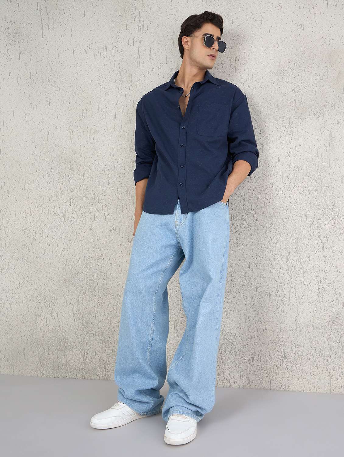 men self design long sleeve oversized casual shirt - 22142717 -  Standard Image - 4