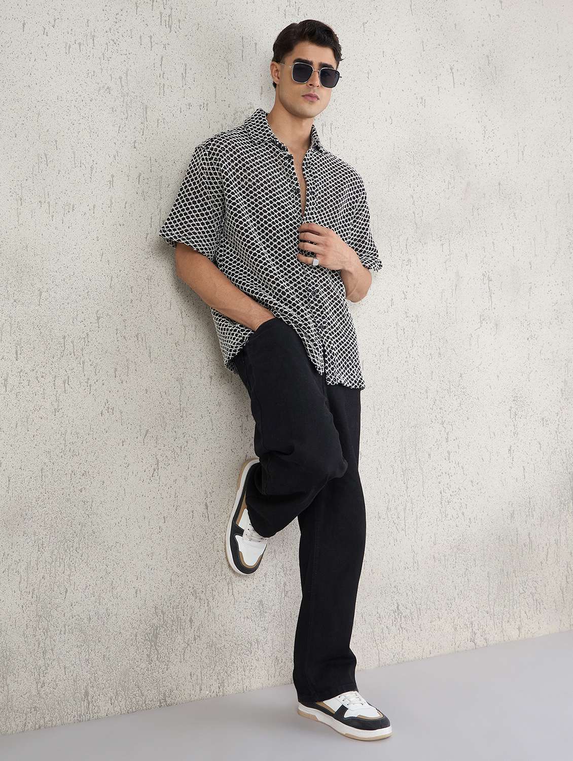 men self design short sleeve oversized casual shirt - 22142719 -  Standard Image - 4